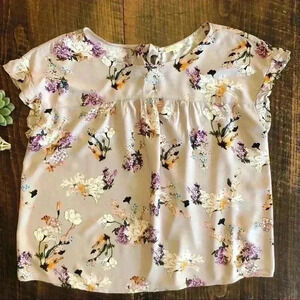 Kori | Flowy Floral Blouse w/Ruffle Cap Sleeves